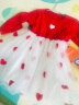 Babyprints女孩公主裙周岁生日连衣裙秋冬女童裙子网纱蓬蓬裙棉质 大红色（爱心图案） 100 实拍图