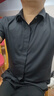 勁霸男裝（K-Boxing）純色商務(wù)休閑簡約舒適夏季短袖襯衫男|BDCT2513 黑色 L 曬單實(shí)拍圖
