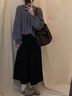 唐菓蜜秋冬連衣裙女2024新款女裝韓版時(shí)尚寬松百搭慵懶風(fēng)毛衣顯瘦套裝裙 灰色毛衣+黑色裙子 M 曬單實(shí)拍圖