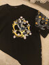 簡(jiǎn)拓夏季新款國潮男裝黑色麒麟刺繡短袖T恤男中國風(fēng)純棉繡花情侶體恤 2012白色 4XL碼 曬單實(shí)拍圖