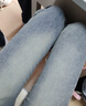 AEMAPE牛仔褲女2025秋冬新款微喇叭高腰彈力緊身毛邊顯瘦洋氣簡(jiǎn)約闊腿褲 復古藍加長(cháng)165CM以上拍  XL _127-137斤 曬單實(shí)拍圖