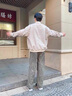凡迪時(shí)尚扎染燈芯絨褲子男春秋款直筒寬松闊腿長(cháng)褲美式休閑褲痞帥臟臟褲 綠色 XL -130至145斤可穿 曬單實(shí)拍圖