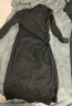 尚都比拉秋季时尚收褶亮片针织长袖连衣裙气质显瘦中长款裙子 黑色 XL  实拍图