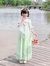G.DUCKKIDS小黃鴨漢服女童夏裝中國風(fēng)薄款襦裙古裝連衣裙超仙小女孩夏季兒童 綠色+流蘇發(fā)飾 160 曬單實(shí)拍圖
