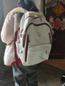 MUCILAGE KNOW學(xué)生書(shū)包新款百搭帆布女學(xué)生雙肩包初高中生女生大容量多口袋背包 白配紅 曬單實(shí)拍圖