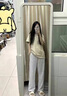 浪莎新款美式運動褲女秋冬加絨高腰寬松顯瘦闊腿褲小個子休閑束腳衛(wèi)褲 白灰色【春秋常規(guī)款】 L 建議106-120斤 曬單實拍圖