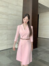 AD職業(yè)裝女春夏季上鏡藝考西裝連衣裙顯瘦工作服主持人正裝裙子 粉色七分袖連衣裙 S 曬單實(shí)拍圖