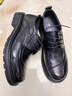 老爺車(chē)（WECKER）秋冬季商務(wù)男鞋純牛皮休閑皮鞋男軟底英倫風(fēng)德比鞋加絨保暖鞋子男 LYC3619M黑色系帶[加絨保暖] 41 曬單實(shí)拍圖