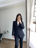 海瀾之家（HLA）西服套裝女款戧駁領(lǐng)彈力套裝女裝春季 藏青A5【西服+西褲】 165/88A L建議115-130斤 曬單實(shí)拍圖