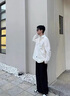 TAGD春季克萊因藍(lán)甩漆白襯衫男2025寬松休閑小眾潮流感純色長袖襯衫女 白色 M 曬單實拍圖