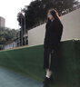 Avmko半身裙2023夏季新款高腰顯瘦設(shè)計感開叉牛仔裙包臀顯瘦復(fù)古a字裙 黑色 M 曬單實拍圖