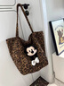 伊梵絡(luò )大容量豹紋包包女2024秋冬新款今年流行單肩包購物袋通勤托特包 咖啡色 曬單實(shí)拍圖