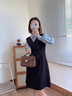 燕潯新款連衣裙女2025秋季時尚女裝韓版拼接假兩件中長款襯衫裙子女 黑色拼藍(lán) M （建議95-105斤） 曬單實(shí)拍圖