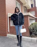 皮爾卡丹（pierre cardin）羊羔毛牛仔外套女秋冬季寬松大尺碼胖M百搭小個子學(xué)生加絨加厚棉 黑色 M 【 80-120斤】 曬單實(shí)拍圖