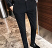 皮爾卡丹（pierre cardin）春季男裝男士西裝褲黑色休閑褲韓版修身西裝褲英倫9分褲潮流小腳 九分褲黑色 2XL 34 曬單實(shí)拍圖