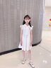 FNJ KIDS童裝女童連衣裙夏季新款洋氣小女孩公主裙小飛袖寶寶裙子 白色 160 (建議身高150-160cm) 曬單實(shí)拍圖