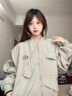 CS.LION美式高街設(shè)計感飛行服外套女春秋寬松不規(guī)則中性工裝夾克棒球服潮 主圖款 L  106-120斤 曬單實拍圖