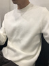 PRIDEME深冬季加絨加厚保暖一體絨圓領(lǐng)白色毛衣男長(cháng)袖修身套頭針織衫男士 LDK2119-白色 XL 【體重建議：130-150斤】 曬單實(shí)拍圖