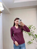 歐芙倫V領(lǐng)套頭長(cháng)袖針織衫女裝打底衫女毛衣短款純色簡(jiǎn)約百搭保暖內搭毛衫上衣 紫紅色 L 曬單實(shí)拍圖