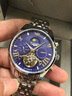 冠琴（GUANQIN）瑞士認證手表男士全自動(dòng)機械表潮流多功能?chē)硪构忡U空飛輪男表 本色藍面鋼帶-機械機芯-禮盒包裝 曬單實(shí)拍圖