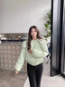 予瑾新款羽絨服女韓版溫柔風(fēng)簡約百搭休閑糖果色娃娃領(lǐng)短款白鴨絨外套 淺綠色 red160 S 90-105斤 曬單實拍圖