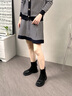 紅蜻蜓女靴彈力靴瘦瘦靴冬季新款厚底短靴顯瘦小個子短筒靴中筒襪靴 黑色 36 (230mm) 曬單實拍圖
