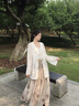 大青龍肆復古國風(fēng)半身裙女2024秋季新款長(cháng)裙天絲植物扎染水墨裙子 樹(shù)葉拓印 短款 曬單實(shí)拍圖