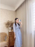 AEMAPE藍(lán)色清新法式碎花連衣裙女2025夏季氣質(zhì)收腰七分袖小個(gè)子雪紡長(zhǎng)裙 藍(lán)色 L 建議100-110斤 曬單實(shí)拍圖