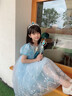 蓓然美（BeiRanMay）愛(ài)莎公主裙2026艾莎裙子圣誕兒童演出服生日禮物洋氣泡泡袖網(wǎng)紗裙 藍色公主裙 120 （建議身高105-113CM) 曬單實(shí)拍圖
