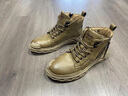 Jeep吉普馬丁靴男冬季新品復古高幫工裝靴真牛皮透氣加絨羊毛雪地靴男 黑色(皮鞋碼) 41 曬單實拍圖
