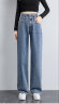 皮尔卡丹牛仔裤女春季高腰垂感拖地直筒宽松阔腿裤深蓝色XL 晒单实拍图