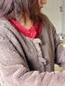 朵朵·可可秋冬季紅色加厚雙面珊瑚絨簡約女長袖家居服睡衣套裝 咖啡色 S (155) 曬單實(shí)拍圖