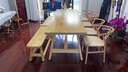 BUI北歐實木現(xiàn)代簡約餐桌椅組合長方形家用美式餐廳客廳工作臺吃飯桌 240厚5cm餐桌+4Y椅+2長凳 上門安裝 曬單實拍圖