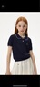 ELLE KIDS童裝 短袖POLO衫女童春夏季天絲晴棉襯衫柔軟繡花休閑襯衣 藏青色 (尺碼偏小選大一碼) 165 (M) 曬單實(shí)拍圖