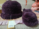 幕加格中老年帽子女冬季獺兔毛毛線(xiàn)帽奶奶老人皮草帽子媽媽圍巾帽2540 深紫色 帽子+圍巾 曬單實(shí)拍圖