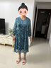 亦朵女裝藍(lán)色真絲絲絨連衣裙女長袖中長款春秋氣質(zhì)連衣裙 藍(lán)色 M 曬單實拍圖