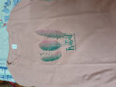 伊贝海娜情侣款T恤女新疆棉夏季新款韩版中长款宽松显瘦印花百 羽毛-粉色 M建议80-120斤 实拍图