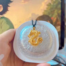 初享（CHUXIANG）仿沙金龍吊墜本命年生肖金龍掛墜 黃銅鍍金仿金男款霸氣項鏈 龍吊墜+黑繩 B07-304 曬單實(shí)拍圖