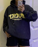 妙奕嘉衛衣男士外套春秋款秋季男裝衣服情侶連帽衛衣加絨男生美式寬松 深藍色wucky加絨衛衣 XL 曬單實(shí)拍圖