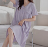浪莎（LangSha）睡裙女夏季純棉薄款短袖帶胸墊家居服女士甜美公主風(fēng)可外穿連衣裙 701芋紫（帶胸墊） M【155-160cm/90-110斤】 曬單實(shí)拍圖