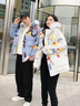 花花公子羽絨棉服男冬季新款加絨加厚棉短款涂鴉印花情侶外套襖子沖鋒大衣 白色 L 曬單實(shí)拍圖
