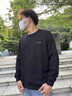 京西藍(lán)靛日系提花針織衛(wèi)衣男春秋加肥加大圓領(lǐng)套頭打底衫寬松大碼刺繡上衣 黑色 L 體重120-140斤 曬單實(shí)拍圖
