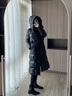 高梵黑金鵝絨服女王4.0九格長款泡芙羽絨服女過膝顯高顯瘦時尚外套 4.0黑色 S 曬單實拍圖