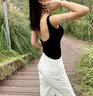 桃伊悠（taoyiyou）美式復(fù)古辣妹連體吊帶背心女夏季內(nèi)搭歐美風(fēng)美背黑色露背上衣外穿 黑色(帶胸墊 S 建議80-95斤 曬單實拍圖