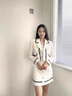 她芙（tafu）品牌女裝小香風(fēng)外套女2025年春秋新款氣質(zhì)時(shí)尚百搭潮流御姐風(fēng)裙子 米白色 M 曬單實(shí)拍圖