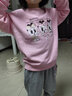 巴布豆兒童套裝寶寶衣服春秋女童親膚打底衫童裝兩件套可愛(ài)休閑秋裝 粉 慕斯櫻桃+灰 手寫(xiě)巴布X 120 曬單實(shí)拍圖