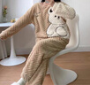 浪莎（LangSha）情侶睡衣一男一女冬季珊瑚絨加絨加厚保暖家居服可愛(ài)卡通外穿套裝 88013女+99013男 M 女+L男 曬單實(shí)拍圖
