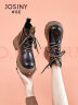 卓诗尼马丁靴女2023冬季女鞋新款英伦保暖棉鞋厚底雪地靴子加绒加厚短靴 黑色(厚绒） 35 实拍图