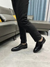 老爺車(chē)（WECKER）秋冬男鞋真皮男士皮鞋增高鞋子商務(wù)皮鞋男加絨青中年人爸爸鞋套腳 9608黑色[平跟單鞋款] 41 曬單實(shí)拍圖