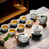 汝道 汝窯功夫茶具套裝開片汝瓷茶壺蓋碗茶杯整套家用復(fù)古陶瓷泡茶器 汝窯描金仙鶴【汝意壺】11入套裝 曬單實拍圖